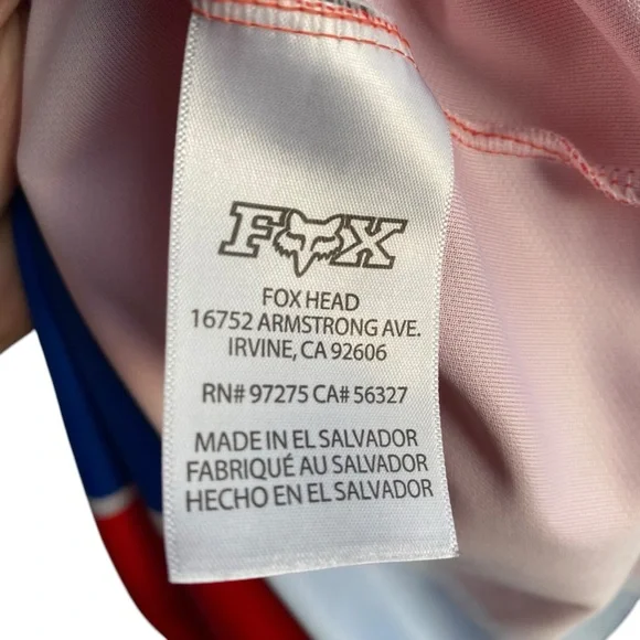 Fox Racing Jersey Adult Small Long Sleeve Red White Blue Lightweight Performance - Picture 7 of 7